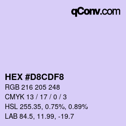 カラーコード: HEX #D8CDF8 | qconv.com