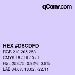 Color code: HEX #D8CDFD | qconv.com