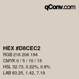 Color code: HEX #D8CEC2 | qconv.com