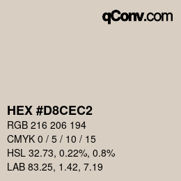 Color code: HEX #D8CEC2 | qconv.com