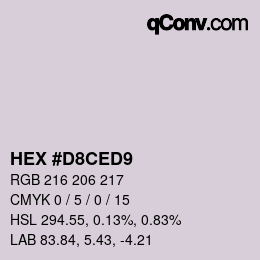 Color code: HEX #D8CED9 | qconv.com