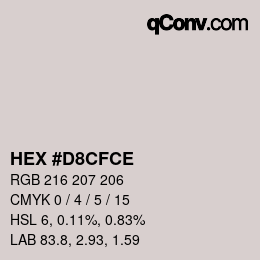 Color code: HEX #D8CFCE | qconv.com