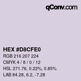 Color code: HEX #D8CFE0 | qconv.com