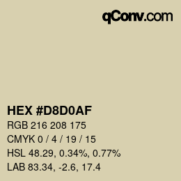 Farbcode: HEX #D8D0AF | qconv.com