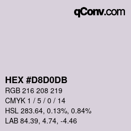 カラーコード: HEX #D8D0DB | qconv.com