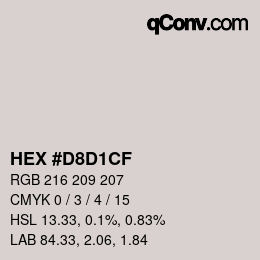 Color code: HEX #D8D1CF | qconv.com