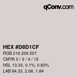 Color code: HEX #D8D1CF | qconv.com