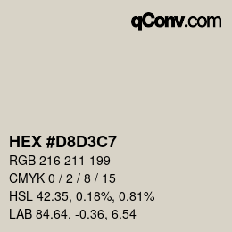 Color code: HEX #D8D3C7 | qconv.com