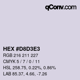 Color code: HEX #D8D3E3 | qconv.com