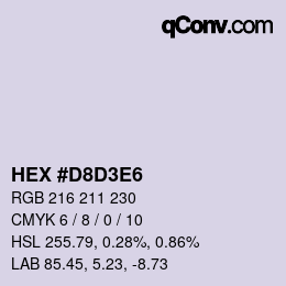 Color code: HEX #D8D3E6 | qconv.com