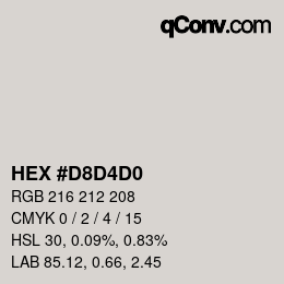 Farbcode: HEX #D8D4D0 | qconv.com