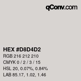 カラーコード: HEX #D8D4D2 | qconv.com