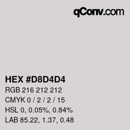 カラーコード: HEX #D8D4D4 | qconv.com
