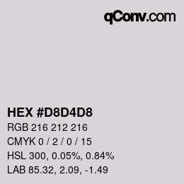 颜色代码: HEX #D8D4D8 | qconv.com