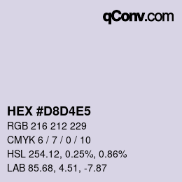 颜色代码: HEX #D8D4E5 | qconv.com