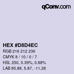 カラーコード: HEX #D8D4EC | qconv.com