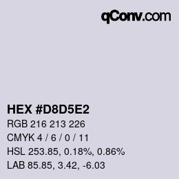 Color code: HEX #D8D5E2 | qconv.com