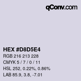 カラーコード: HEX #D8D5E4 | qconv.com