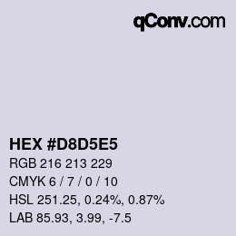 カラーコード: HEX #D8D5E5 | qconv.com