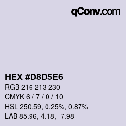 颜色代码: HEX #D8D5E6 | qconv.com