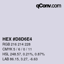 カラーコード: HEX #D8D6E4 | qconv.com