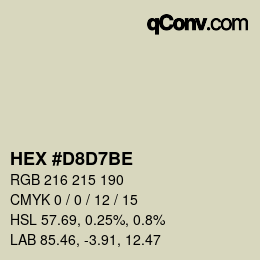 Color code: HEX #D8D7BE | qconv.com