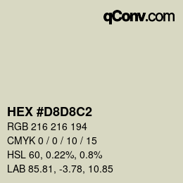 カラーコード: HEX #D8D8C2 | qconv.com