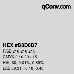 Código de color: HEX #D8D8D7 | qconv.com