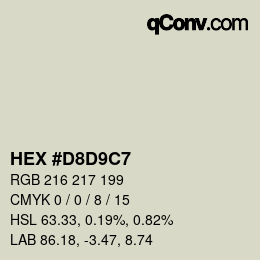 Color code: HEX #D8D9C7 | qconv.com