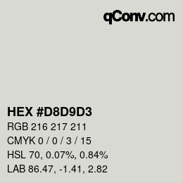 Color code: HEX #D8D9D3 | qconv.com