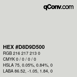 Color code: HEX #D8D9D500 | qconv.com