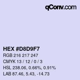 Color code: HEX #D8D9F7 | qconv.com