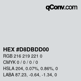 Color code: HEX #D8DBDD00 | qconv.com