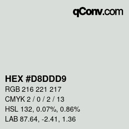 Color code: HEX #D8DDD9 | qconv.com