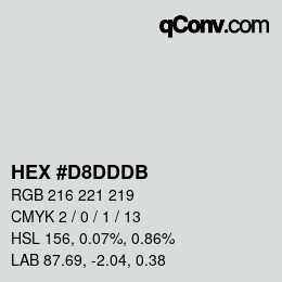 Color code: HEX #D8DDDB | qconv.com