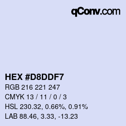 Color code: HEX #D8DDF7 | qconv.com