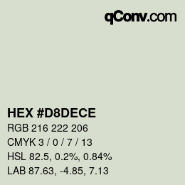 颜色代码: HEX #D8DECE | qconv.com