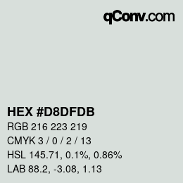 Color code: HEX #D8DFDB | qconv.com