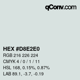 Color code: HEX #D8E2E0 | qconv.com