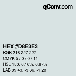 Color code: HEX #D8E3E3 | qconv.com