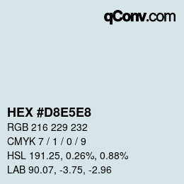 颜色代码: HEX #D8E5E8 | qconv.com