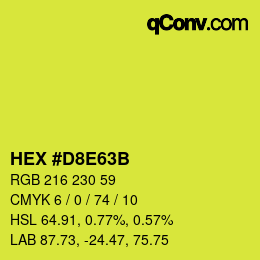 Color code: HEX #D8E63B | qconv.com