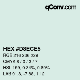 Farbcode: HEX #D8ECE5 | qconv.com