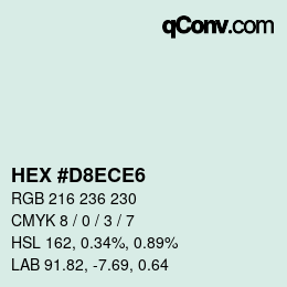 Color code: HEX #D8ECE6 | qconv.com