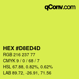 Color code: HEX #D8ED4D | qconv.com