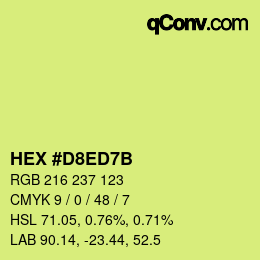 Color code: HEX #D8ED7B | qconv.com