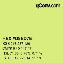 Color code: HEX #D8ED7E | qconv.com