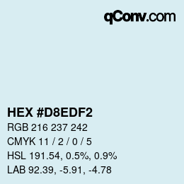 Color code: HEX #D8EDF2 | qconv.com