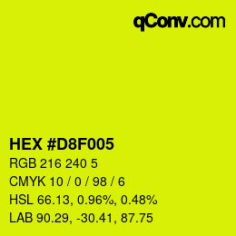 Color code: HEX #D8F005 | qconv.com