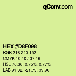 カラーコード: HEX #D8F098 | qconv.com